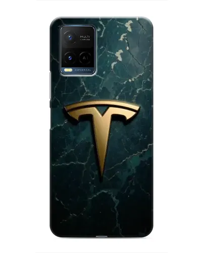 Чехол для Vivo Y21 / Y21s с картинкой «Мраморная Tesla Gold»