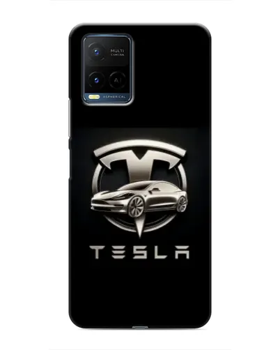 Чехол для Vivo Y21 / Y21s с картинкой «Tesla — серебристое авто»