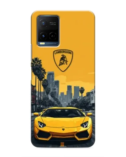 Чехол для Vivo Y21 / Y21s с картинкой «Желтый Lamborghini город»