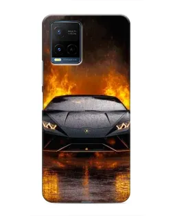 Чехол для Vivo Y21 / Y21s с картинкой «Lamborghini в огне»