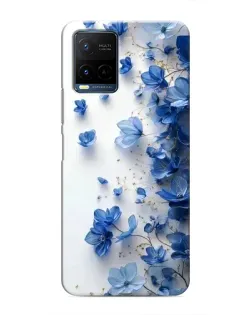 Чехол для Vivo Y21 / Y21s с картинкой «Голубой цветочный каскад»