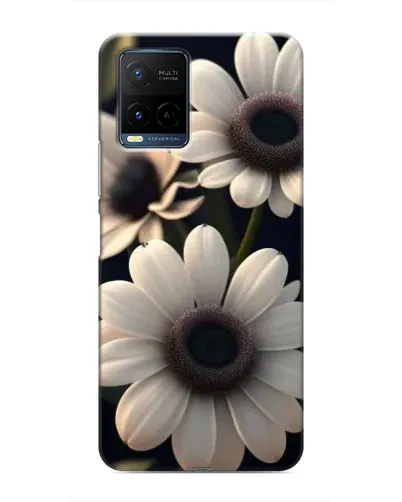 Чехол для Vivo Y21 / Y21s с картинкой «Белые маргаритки макро»