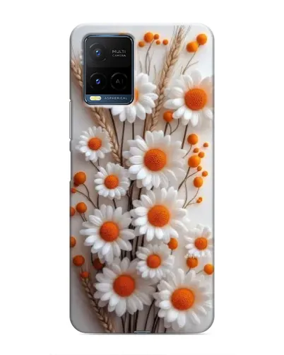 Чехол для Vivo Y21 / Y21s с картинкой «Белые сухоцветы»