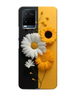 Чехол для Vivo Y21 / Y21s с картинкой «Подсолнух и ромашка»