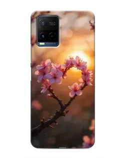 Чехол для Vivo Y21 / Y21s с картинкой «Розовый цвет сердце на фоне заката»