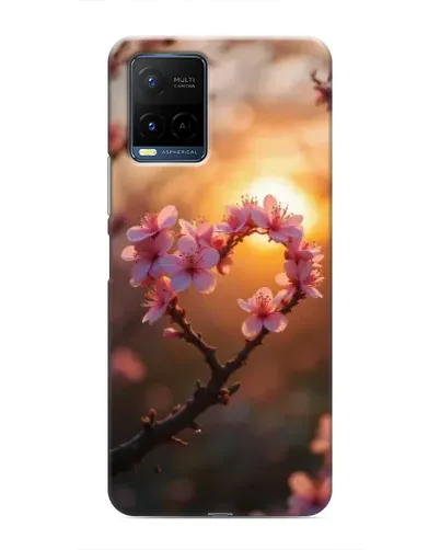 Чехол для Vivo Y21 / Y21s с картинкой «Розовый цвет сердце на фоне заката»