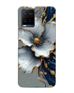Чехол для Vivo Y21 / Y21s с картинкой «Белый цветок и золотой флюид»
