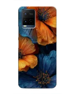 Чехол для Vivo Y21 / Y21s с картинкой «Яркая сине-оранжевая флора»