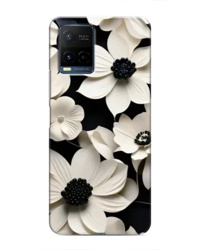 Чехол для Vivo Y21 / Y21s с картинкой «Объемные белые цветы»