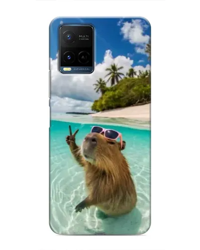 Чехол для Vivo Y21 / Y21s с картинкой «Капибара на море»