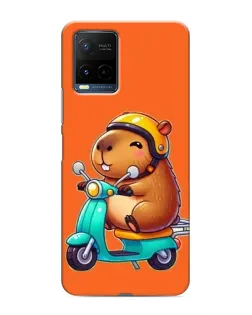 Чехол для Vivo Y21 / Y21s с картинкой «Капибара на скутере»