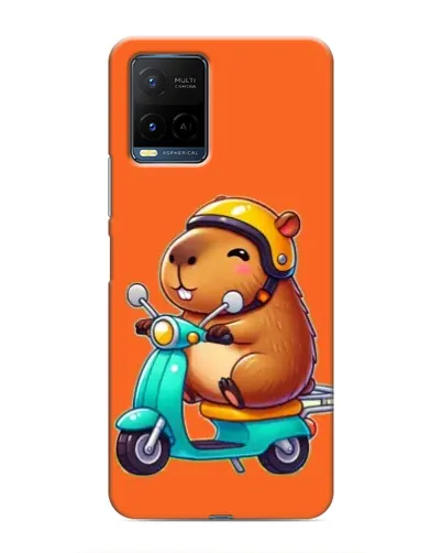 Чехол для Vivo Y21 / Y21s с картинкой «Капибара на скутере»