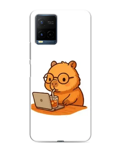 Чехол для Vivo Y21 / Y21s с картинкой «Капибара с ноутбуком»
