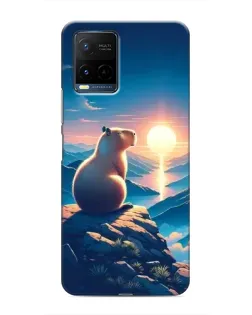 Чехол для Vivo Y21 / Y21s с картинкой «Закат солнца с капибарой»