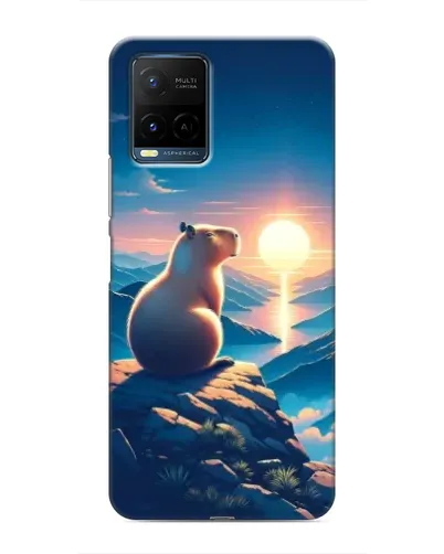 Чехол для Vivo Y21 / Y21s с картинкой «Закат солнца с капибарой»