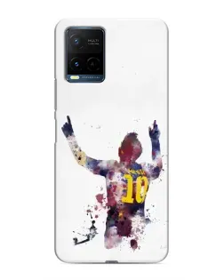 Чехол для Vivo Y21 / Y21s с картинкой «Акварельный Месси Барселона»