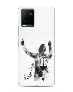 Чехол для Vivo Y21 / Y21s с картинкой «Черно-белый силуэт Месси» Чехол для Vivo Y21 / Y21s с картинкой «Черно-белый силуэт Месси»