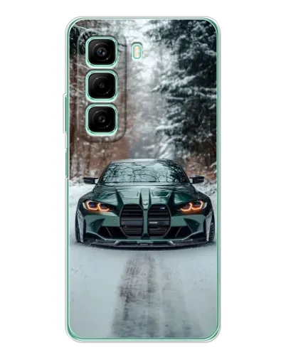 Чехол для Vivo Y21d с картинкой «BMW в зимнем лесу»