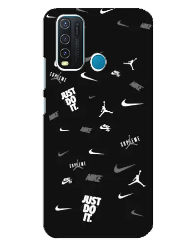 Чехол для Vivo Y30 с картинкой «Nike Black Pattern»