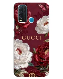 Чехол для Vivo Y30 с картинкой «Gucci — бордовые розы»