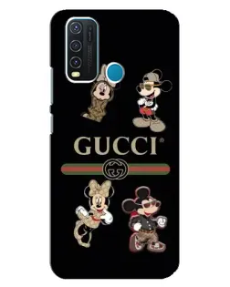Чехол для Vivo Y30 с картинкой «Gucci — герои Disney и монограмма»