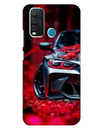 Чехол для Vivo Y30 с картинкой «Спортивная BMW и цветы»