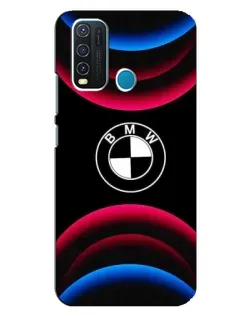Чехол для Vivo Y30 с картинкой «Логотип BMW и неоновые дуги»