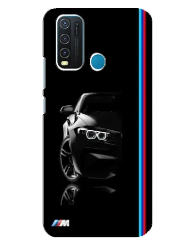 Чехол для Vivo Y30 с картинкой «Силуэт BMW в темноте»