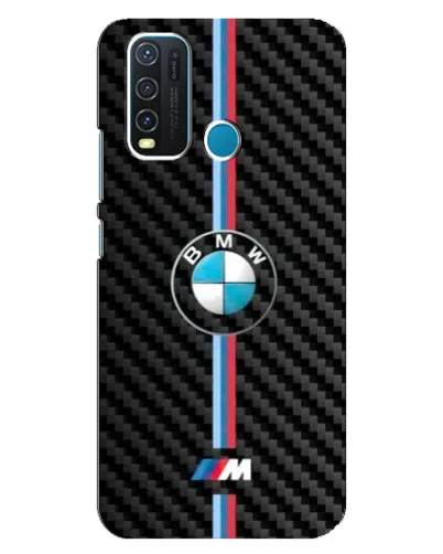 Чехол для Vivo Y30 с картинкой «Эмблема BMW и карбон»
