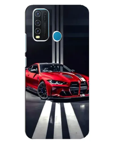 Чехол для Vivo Y30 с картинкой «Красная BMW на дороге»