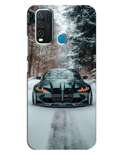 Чехол для Vivo Y30 с картинкой «BMW в зимнем лесу»