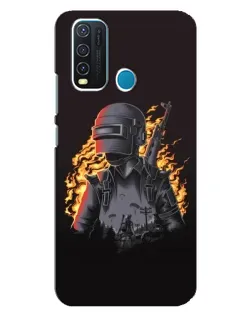 Чехол для Vivo Y30 с картинкой «PUBG — огненный силуэт»
