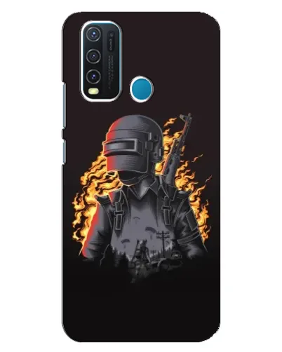 Чехол для Vivo Y30 с картинкой «PUBG — огненный силуэт»