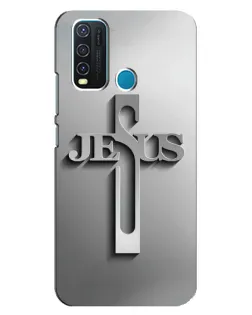 Чехол для Vivo Y30 с картинкой «Металлический крест Jesus»