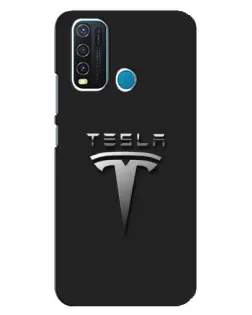 Чехол для Vivo Y30 с картинкой «Стальной логотип Tesla»