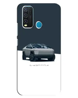 Чехол для Vivo Y30 с картинкой «Серебристый Cybertruck Tesla»