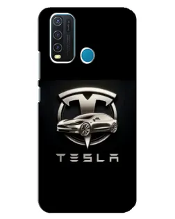 Чехол для Vivo Y30 с картинкой «Tesla — серебристое авто»