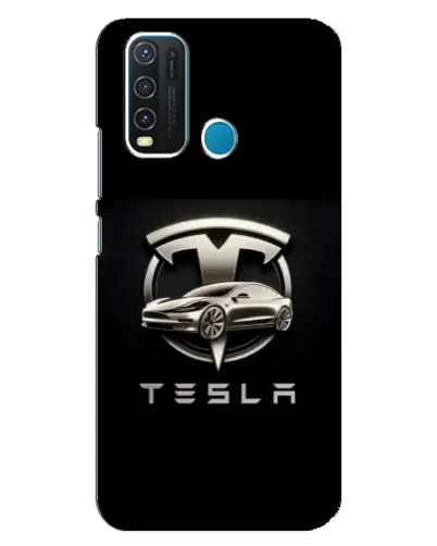 Чехол для Vivo Y30 с картинкой «Tesla — серебристое авто»