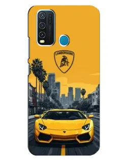 Чехол для Vivo Y30 с картинкой «Желтый Lamborghini город»