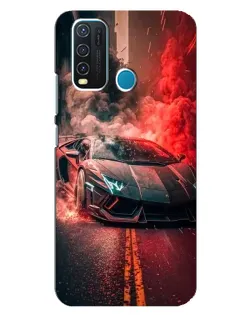 Чехол для Vivo Y30 с картинкой «Lamborghini красный дым»