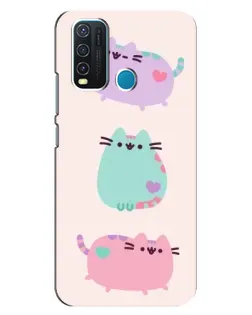Чехол для Vivo Y30 с картинкой «Pusheen трио»