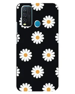 Чехол для Vivo Y30 с картинкой «Ромашки на черном»