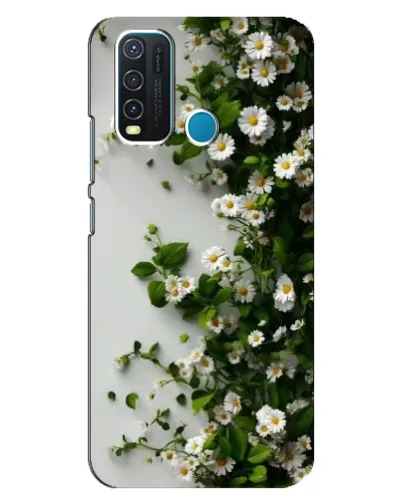 Чехол для Vivo Y30 с картинкой «Ветка мелких белых цветов»