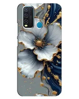 Чехол для Vivo Y30 с картинкой «Белый цветок и золотой флюид»