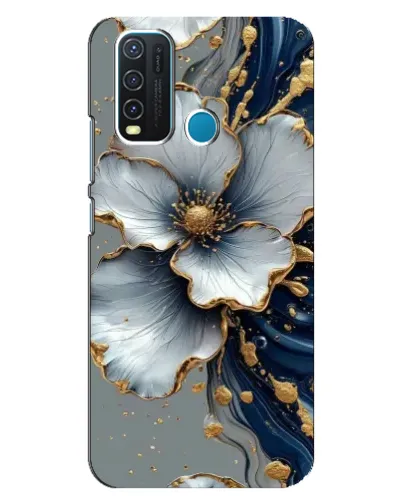 Чехол для Vivo Y30 с картинкой «Белый цветок и золотой флюид» Чехол для Vivo Y30 с картинкой «Белый цветок и золотой флюид»