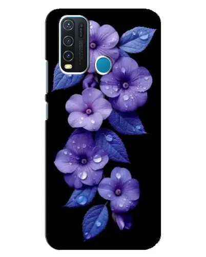 Чехол для Vivo Y30 с картинкой «Фиолетовые цветы с росою»