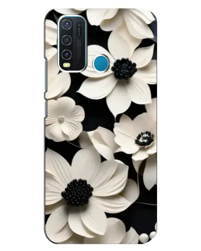 Чехол для Vivo Y30 с картинкой «Объемные белые цветы»