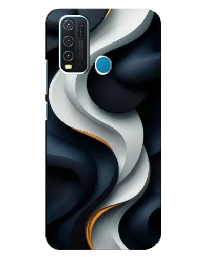 Чехол для Vivo Y30 с картинкой «Объемные черно-белые ленты» Чехол для Vivo Y30 с картинкой «Объемные черно-белые ленты»