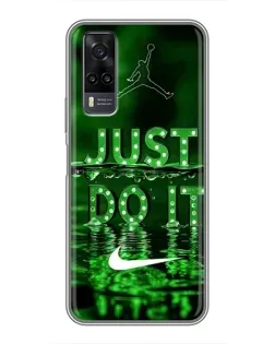 Чехол для Vivo Y31 с картинкой «Зеленый неоновый Nike»
