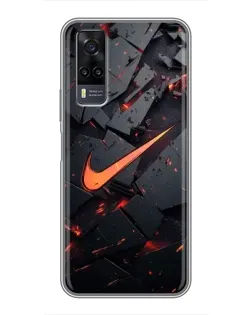 Чехол для Vivo Y31 с картинкой «Nike — эффект разломов»